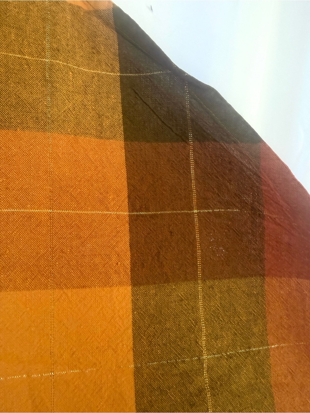 Autumn Plaid Tablecloth, Rounded Oblong  80”x57”
